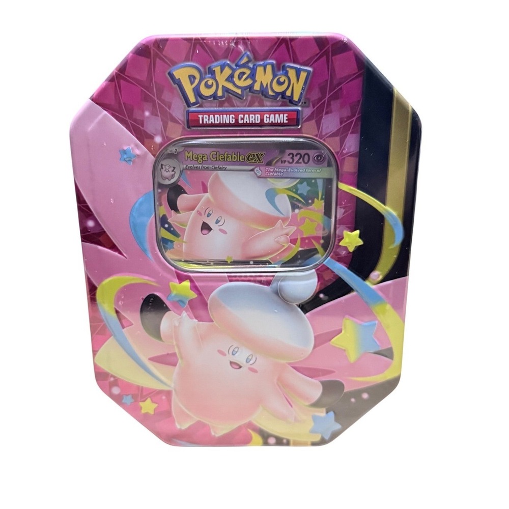 Pokemon TCG Mega Moonlit Tin Mega Clefable ex Foil Promo 4 Booster Packs Sealed